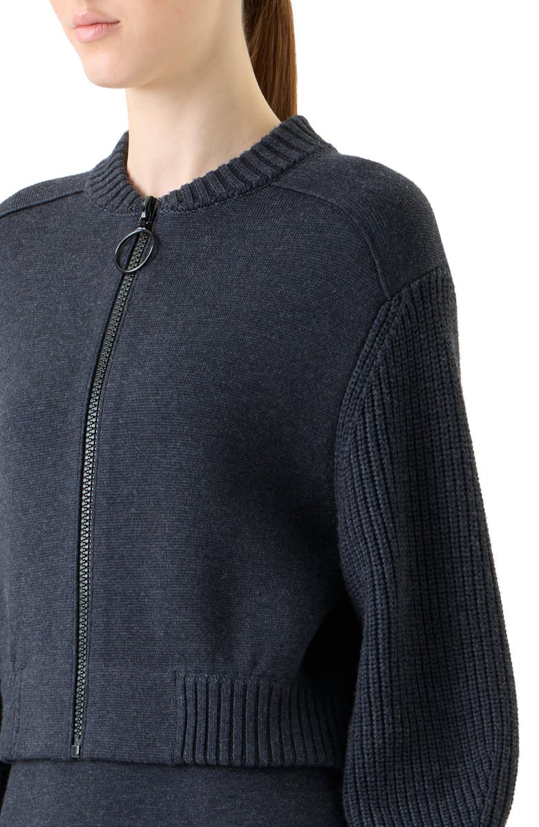 Akris punto Stretch Virgin Wool Bomber Jacket, Alternate, color, Charcoal