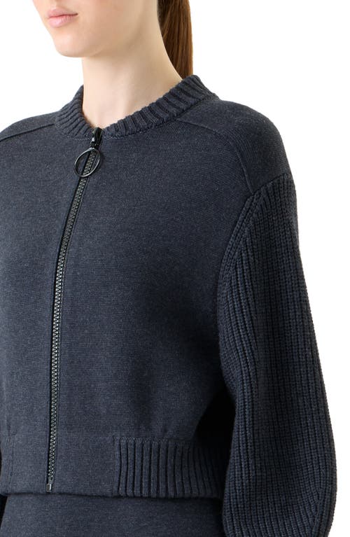 Akris Punto Stretch Virgin Wool Bomber Jacket In Blue