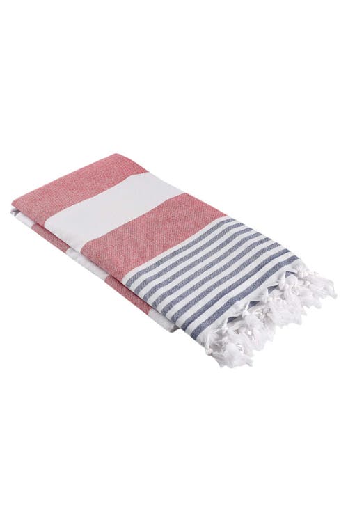 Infusezen Marine Striped Organic Turkish Towel With Soft Terry Cloth Lining