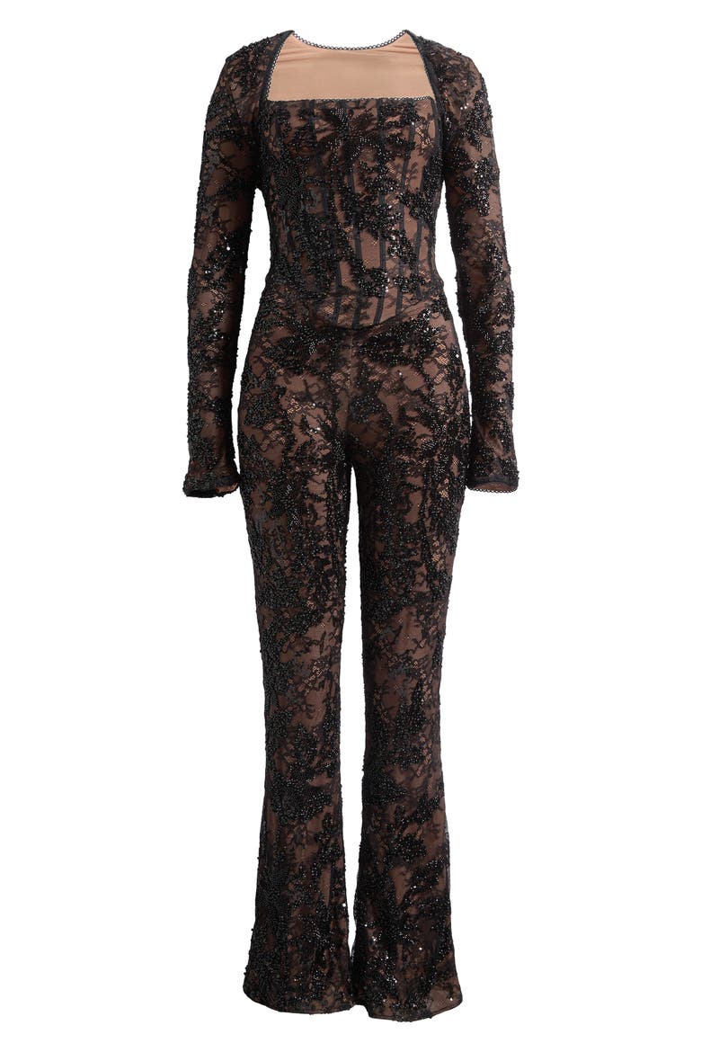 Anastasia Strapless Jumpsuit & Bolero, Main, color, BLACK