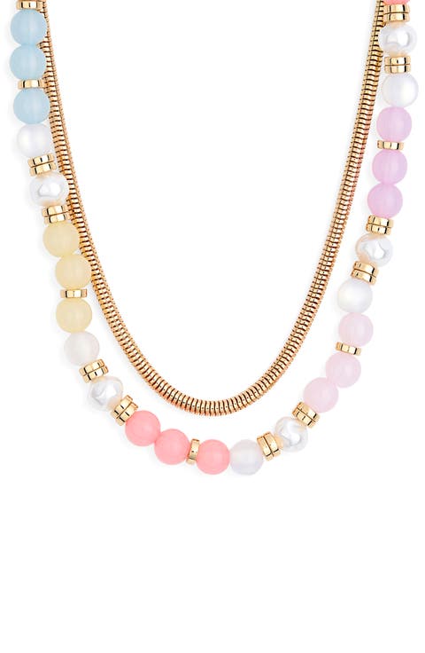 Layered Chain & Bead Necklace