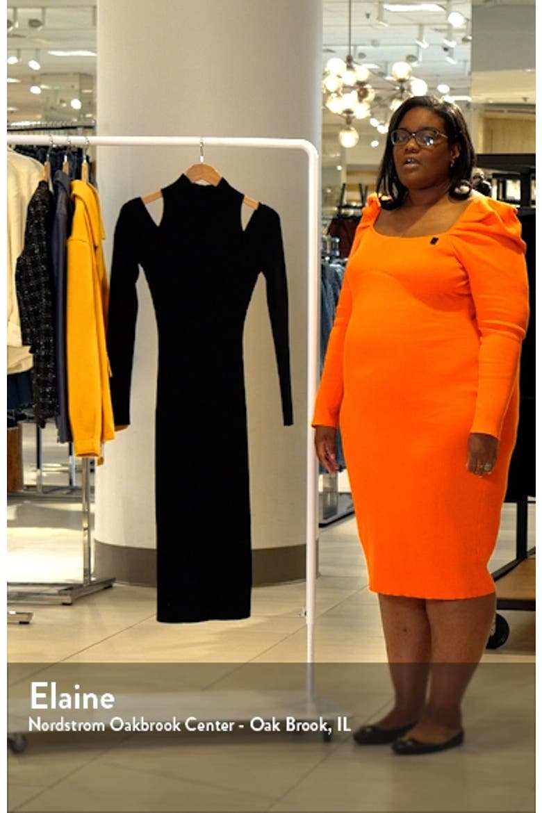 Mock Neck Cold Shoulder Long Sleeve Sweater Dress video