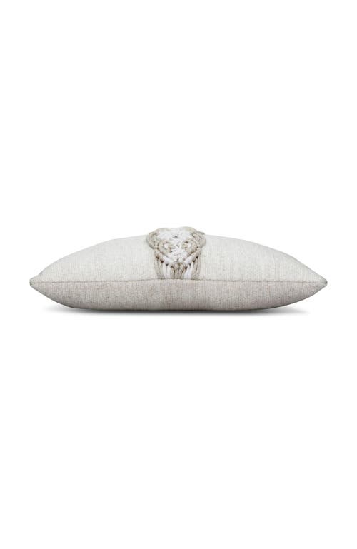 Elaine Smith Distinct Oyster Hand Macrame & Chenille Indoor & Outdoor Woven Accent Pillow