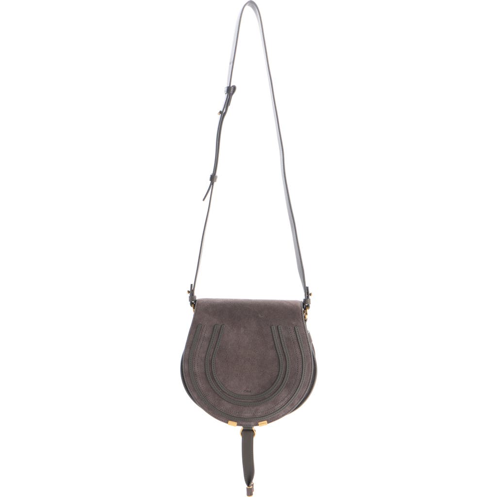 Chloé Large Marcie Suede Crossbody Bag In Brown