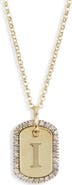 MESHMERISE Diamond Initial Dog Tag Pendant Necklace