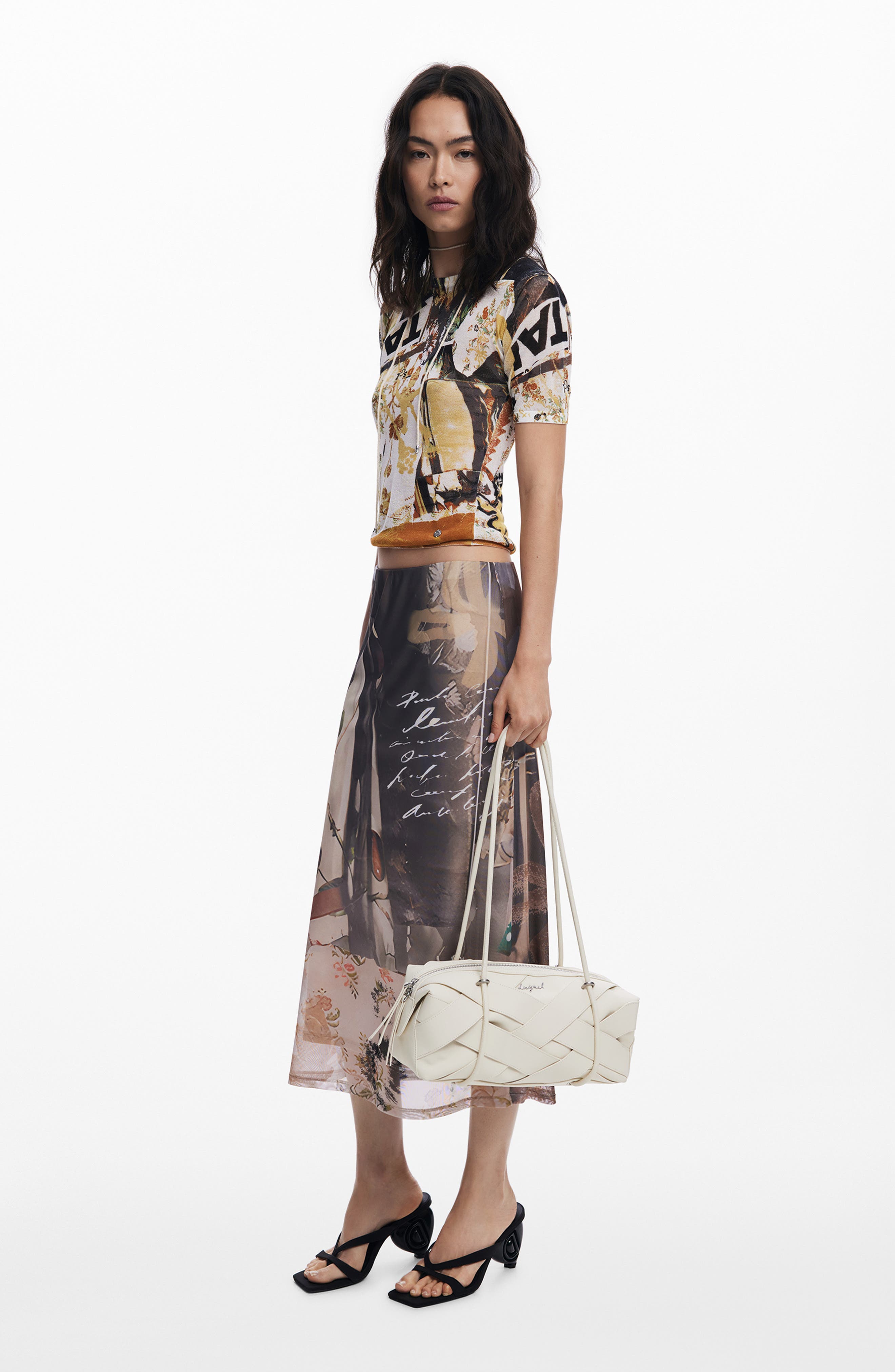 Desigual Woven Shoulder Bag, Alternate, color, Solid