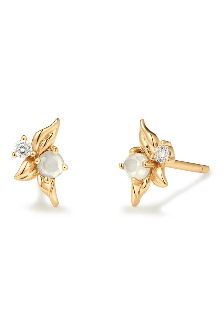 Lumi Flora Stud Earrings, Main, color, GOLD VERMEIL/ CLEAR