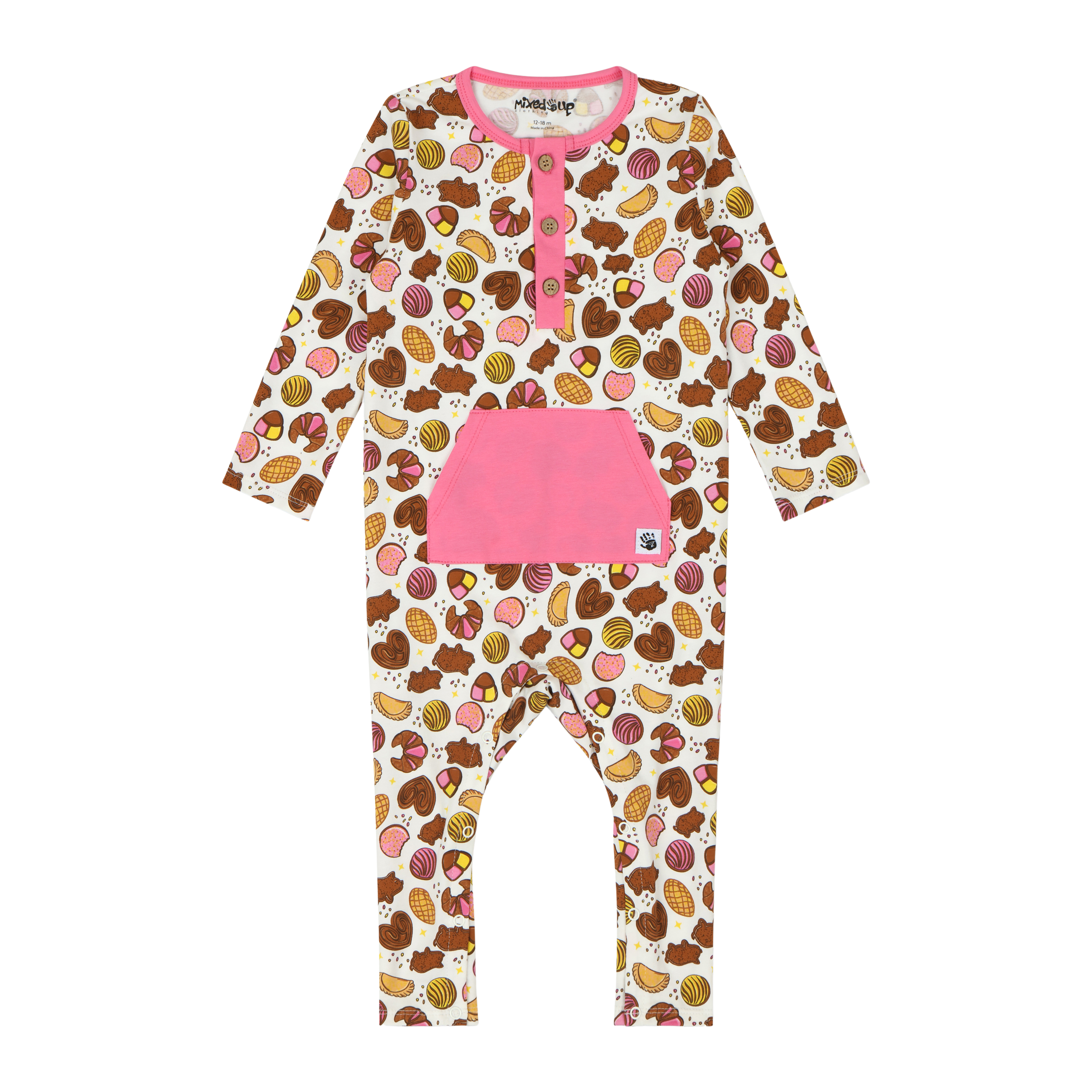Mixed Up Clothing Baby Kangaroo Pocket Romper - Pan Dulce 