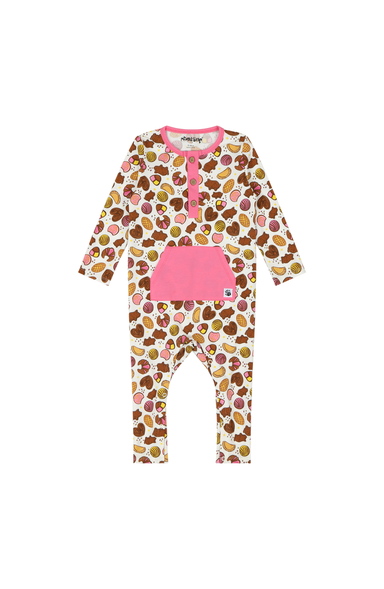 Mixed Up Clothing Baby Kangaroo Pocket Romper - Pan Dulce, Main, color, Pan Dulce