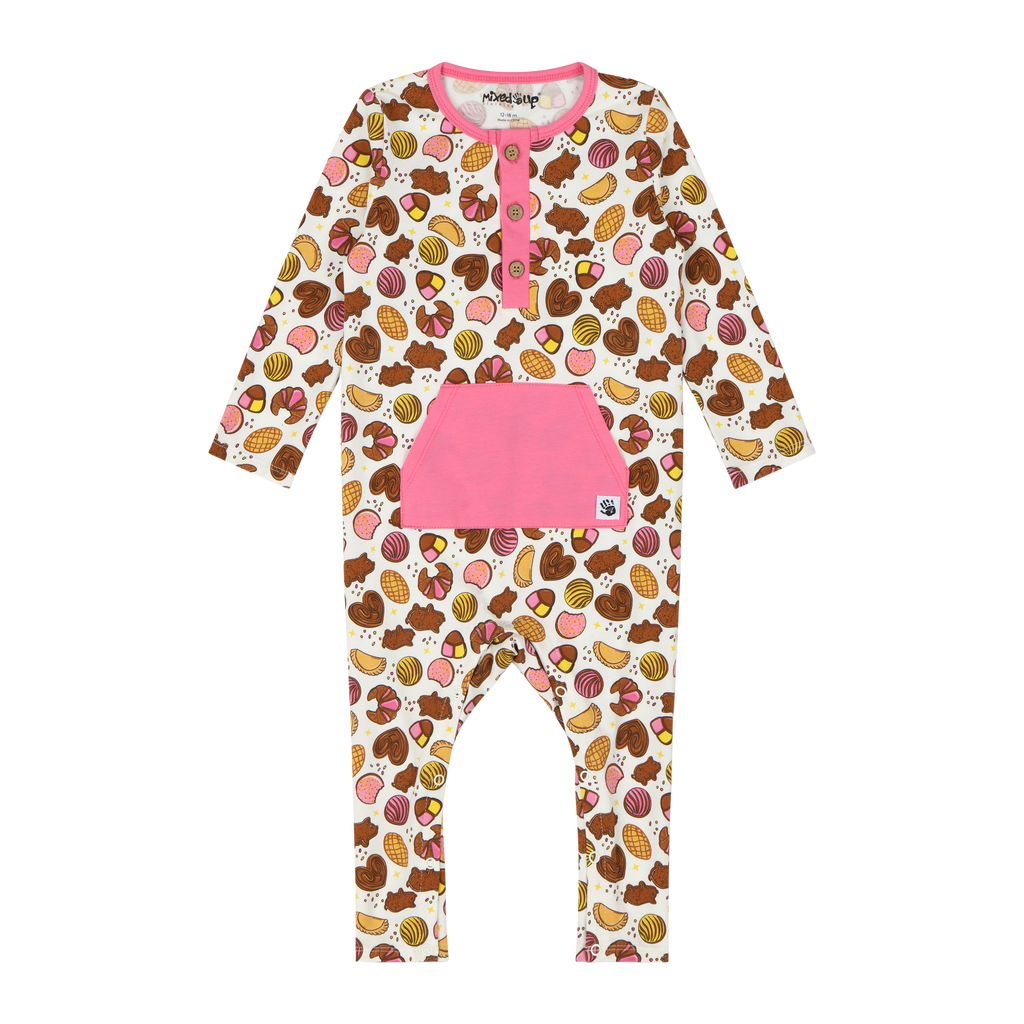 Mixed Up Clothing Baby Kangaroo Pocket Romper - Pan Dulce  product