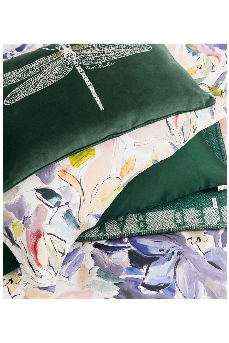 Dragonfly Cotton Velvet Accent Pillow, Alternate, color, FOREST GREEN
