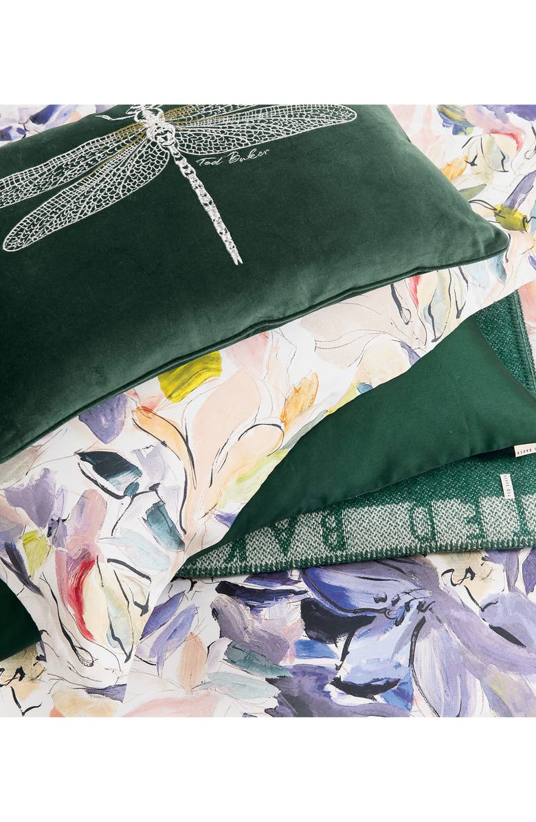Ted Baker Dragonfly Cotton Velvet Accent Pillow, Alternate, color, Forest Green