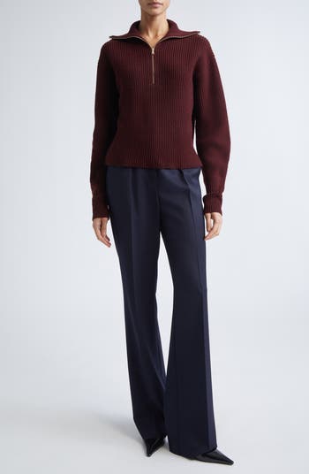 Nadar Crop Merino Wool & Cashmere Funnel Neck Sweater