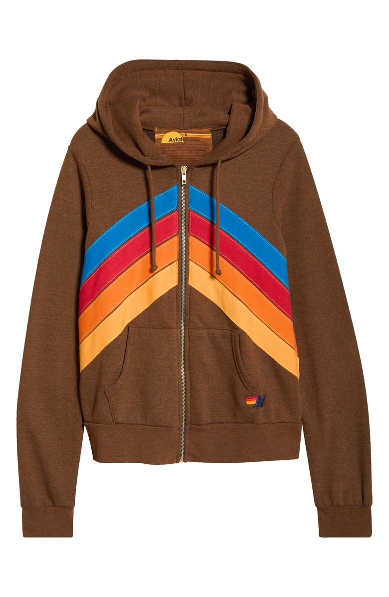 Aviator Nation Mountain Stitch Chevron Zip Hoodie, Main, color, Cinnamon