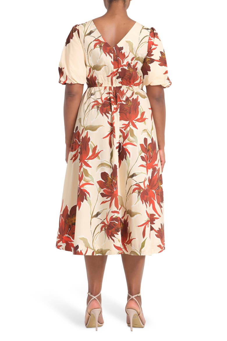 Adelia Cotton Midi Dress, Alternate, color, CRIMSON BLOOM