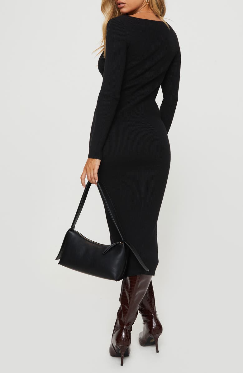 Princess Polly Kaseem Directional Rib Long Sleeve Sweater Midi Dress, Alternate, color, 