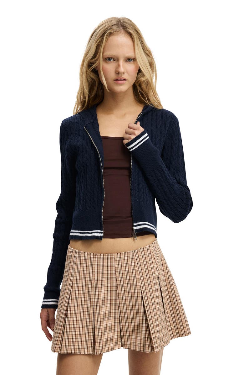 Cotton On Women's Everfine Double Zip Up Hoodie, Main, color, Total Eclipse White Tipping