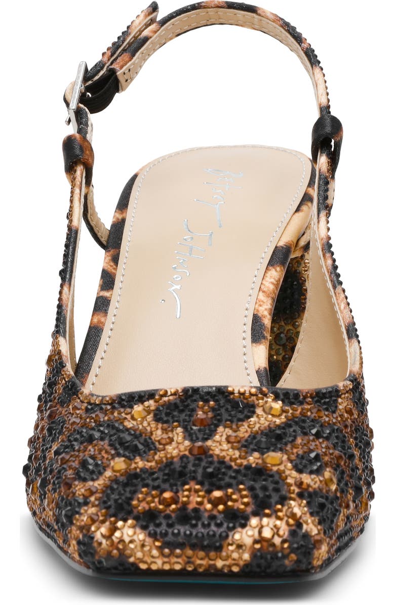 Betsey Johnson Elias Rhinestone Floral Slingback Pump, Alternate, color, Leopard