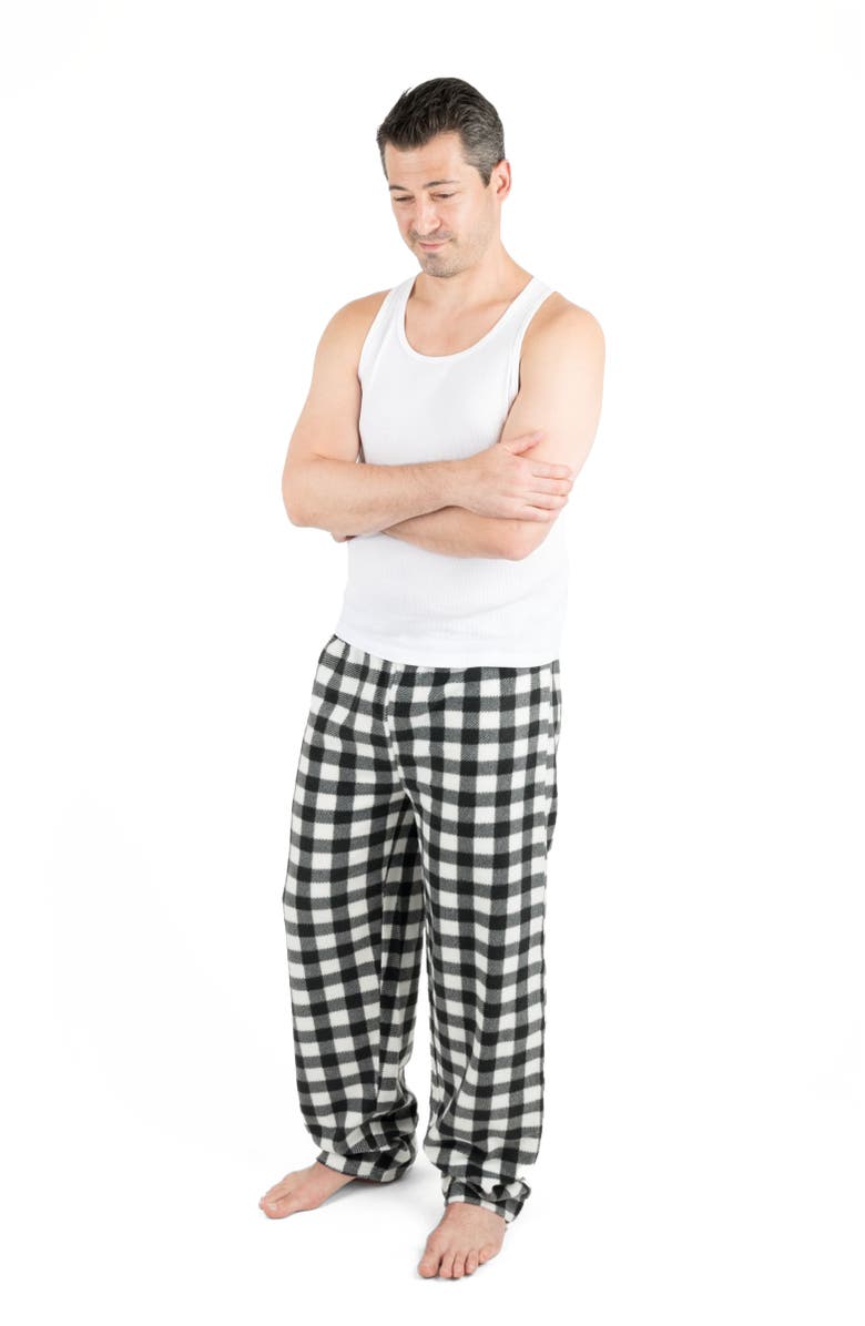 Leveret Men's Fleece Holiday Pajama Pants, Main, color, Black/White Plaid