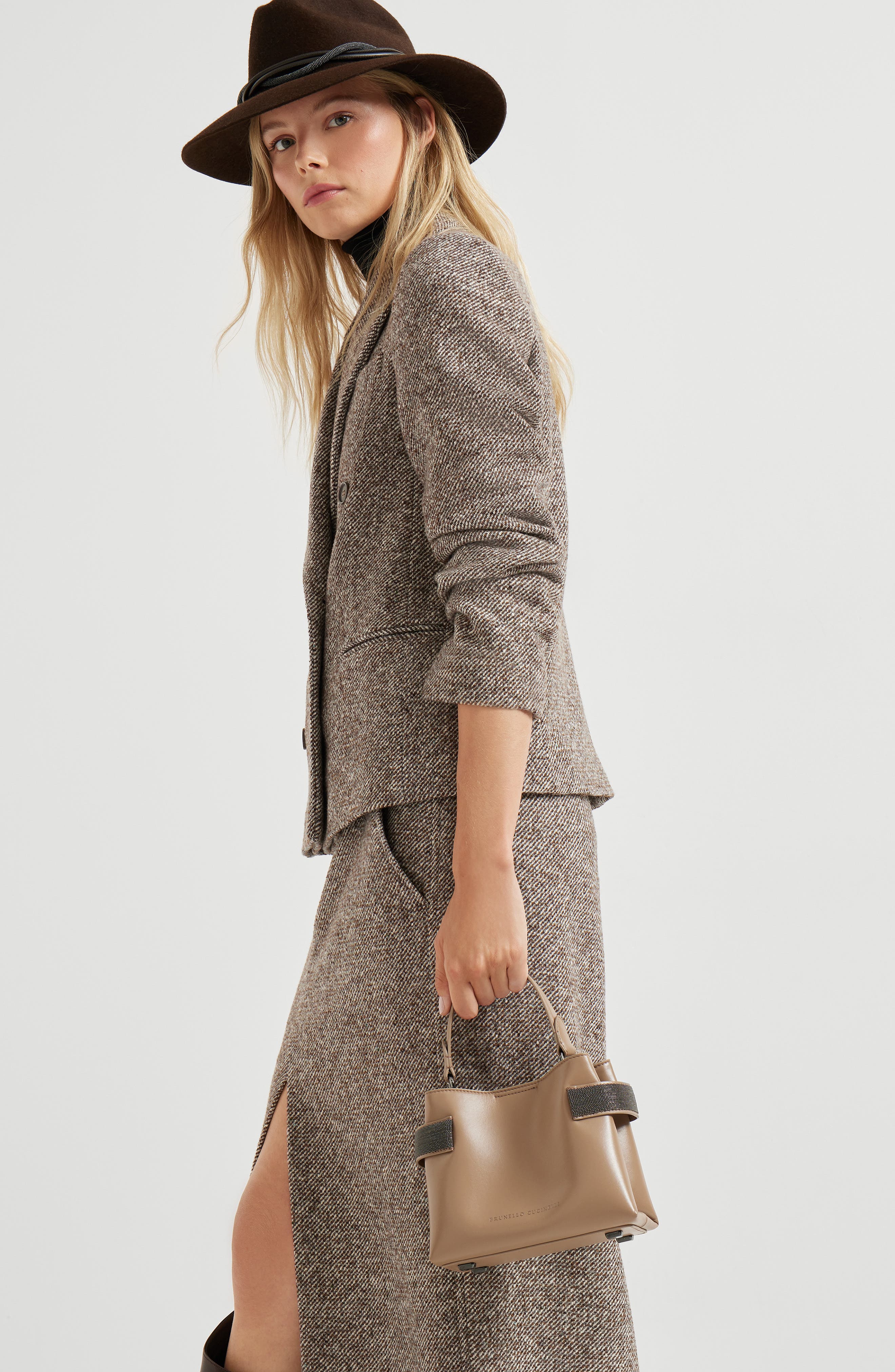 Brunello Cucinelli Small Top-Handle Essence bag, Alternate, color, Hazelnut