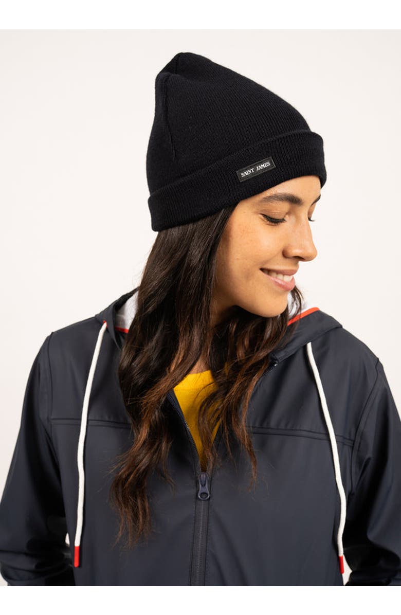 Saint James CARTIER - Nautical Solid Wool Blend Beanie, Main, color, Navy