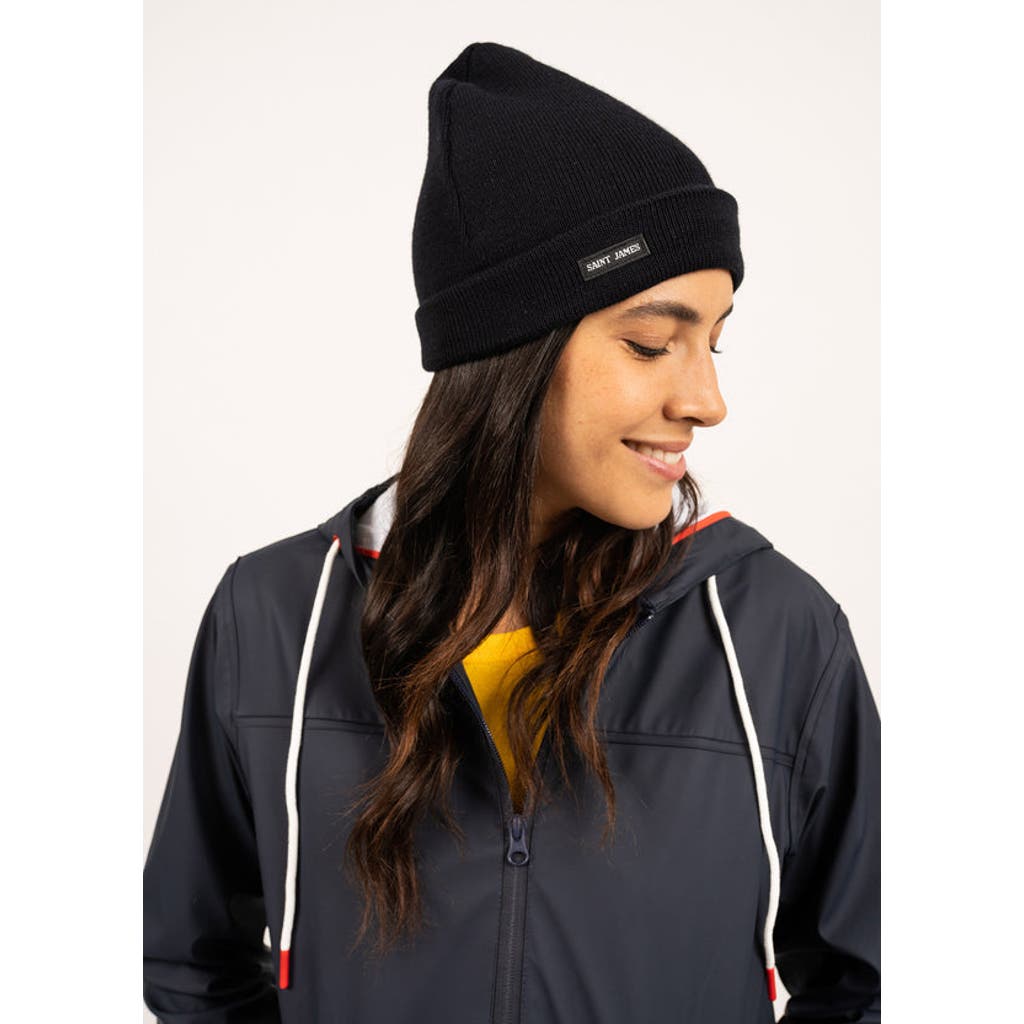 Saint James CARTIER - Nautical Solid Wool Blend Beanie in Navy  product