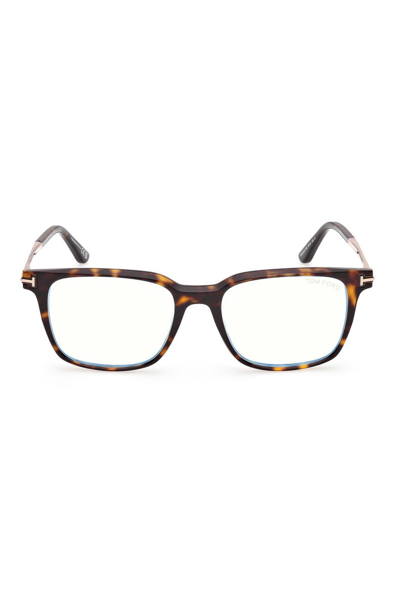 53mm Square Optical Glasses, Main, color, SHINY DARK HAVANA / ROSE GOLD