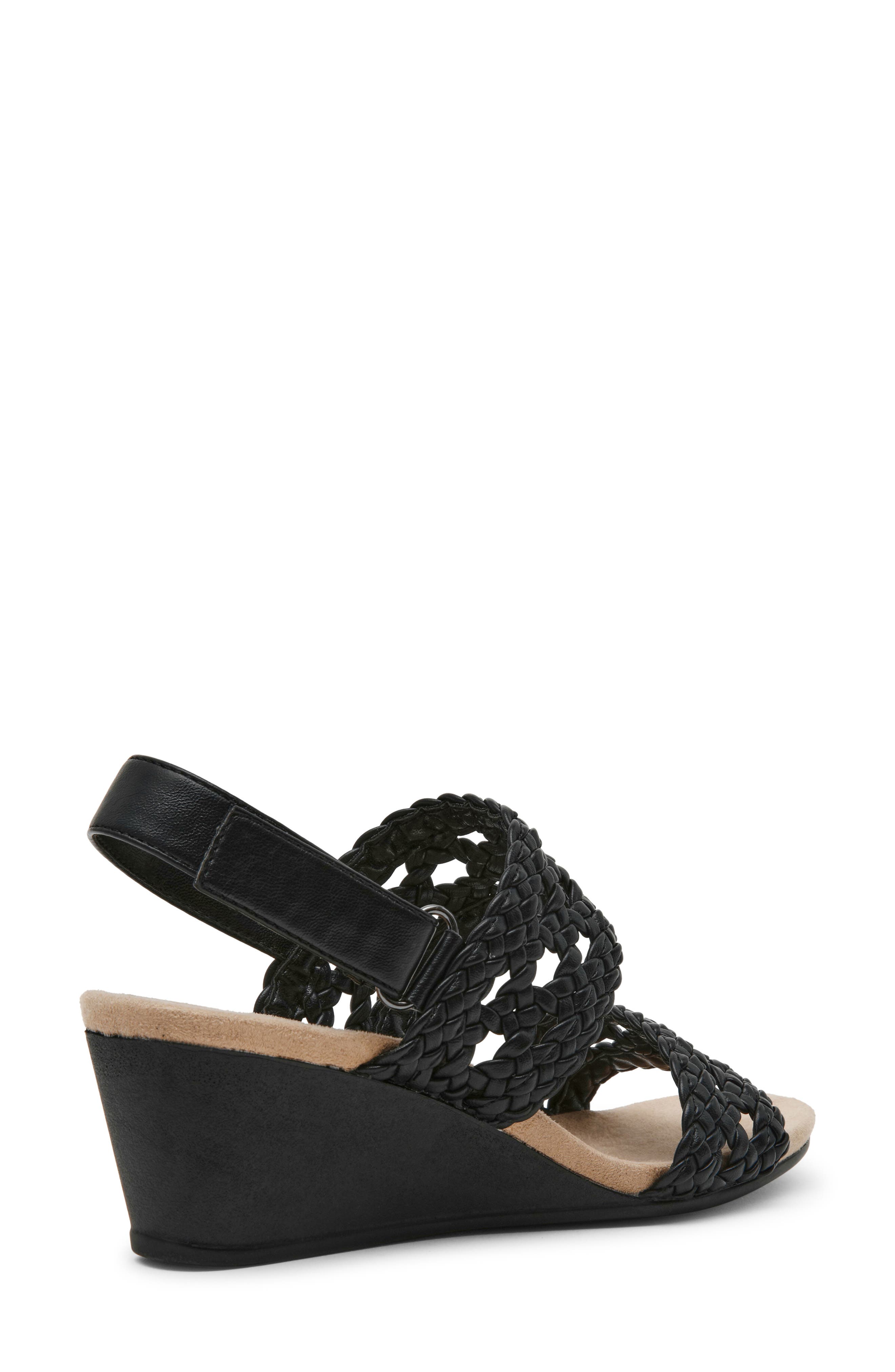 Anne Klein Baxxter Wedge Sandal, Alternate, color, Black