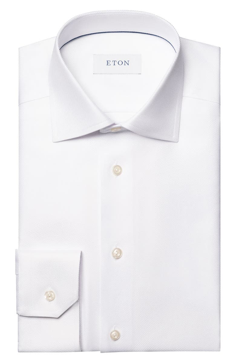 Eton Slim Fit Diagonal Weave Shirt, Alternate, color, White