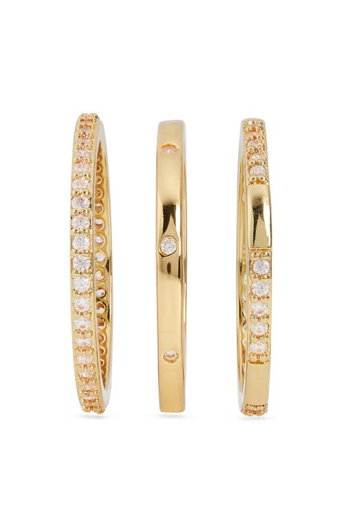 Nordstrom Rack Set Of 3 Cubic Zirconia Inset Stacking Band Rings In Gold