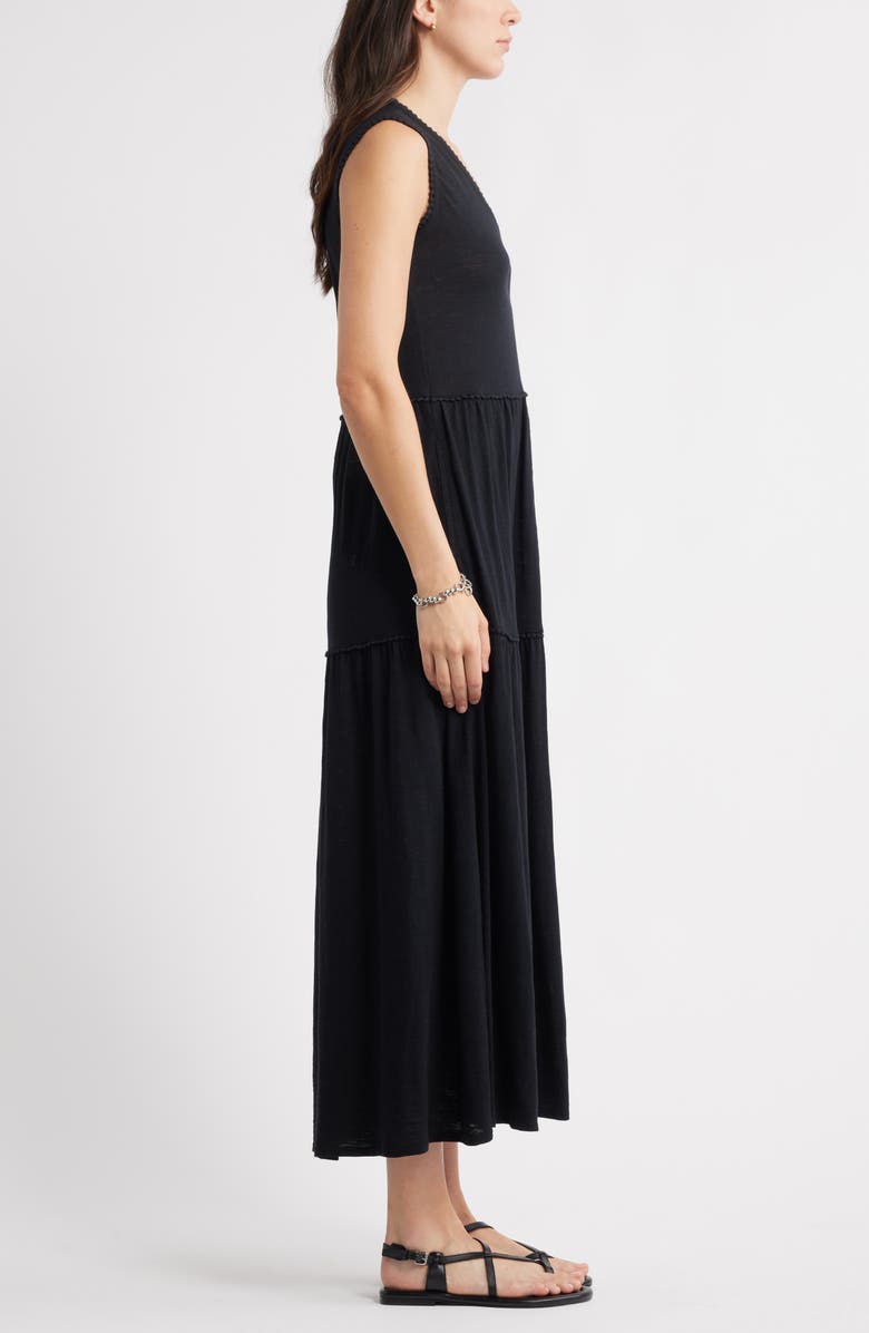 Caslon<sup>®</sup> Sleeveless V-Neck Tiered Dress, Alternate, color, Black