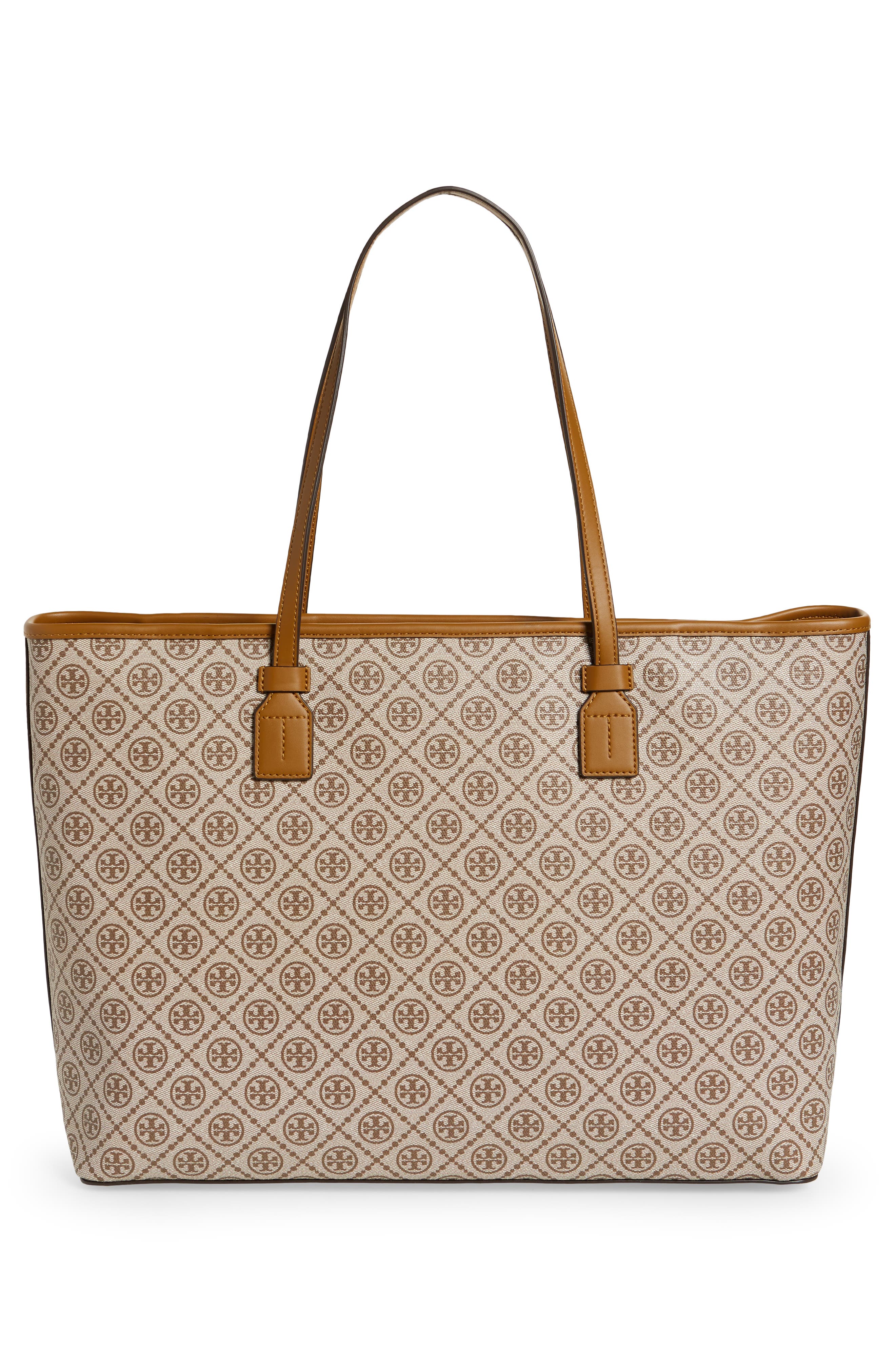 T Monogram Coated Canvas Tote, Alternate, color, GRANOLA