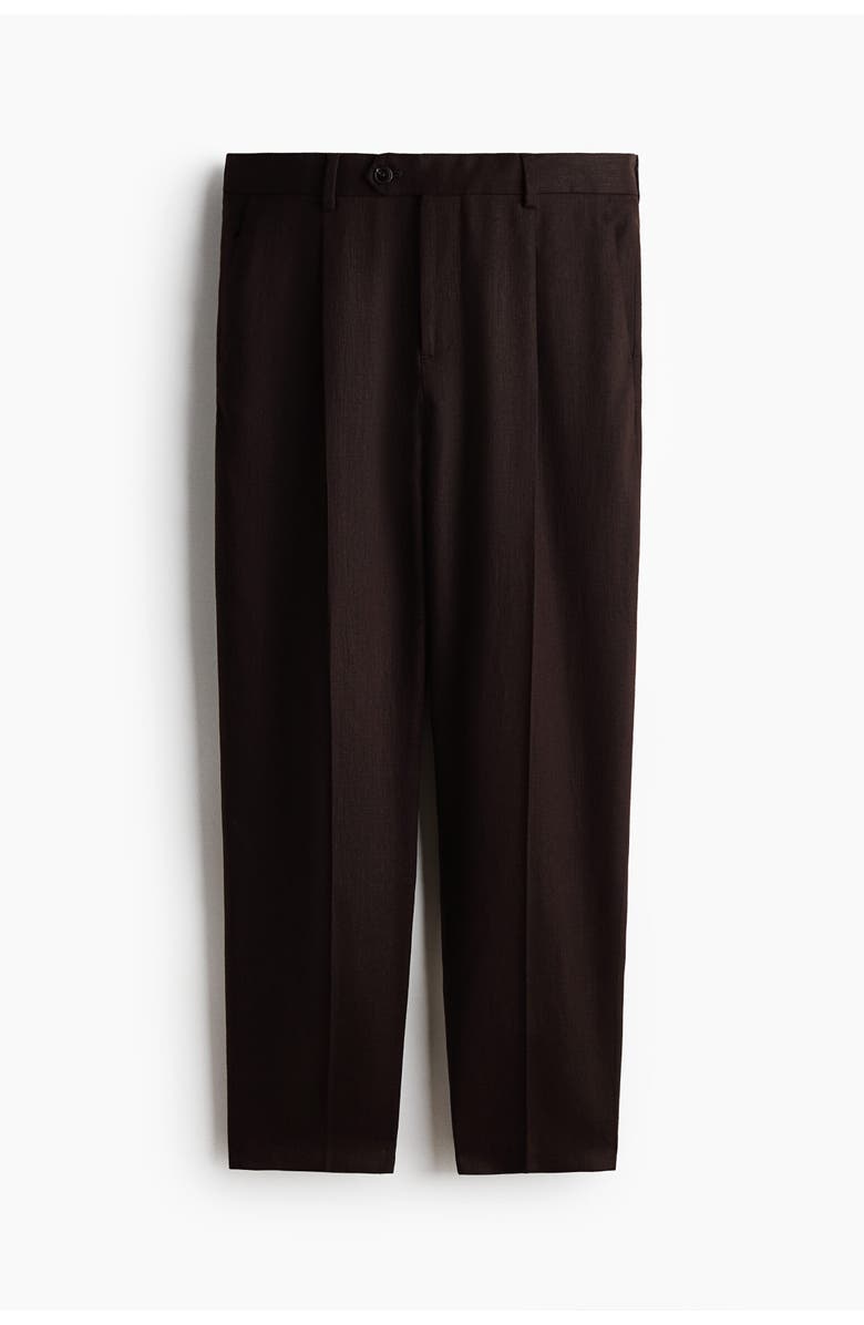 H&M Regular Fit Tailored Linen-blend Trousers, Alternate, color, Dark Brown
