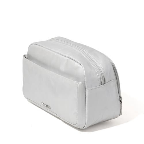 Baggallini Pocket Cosmetic Bag With Brush Organization In Silver