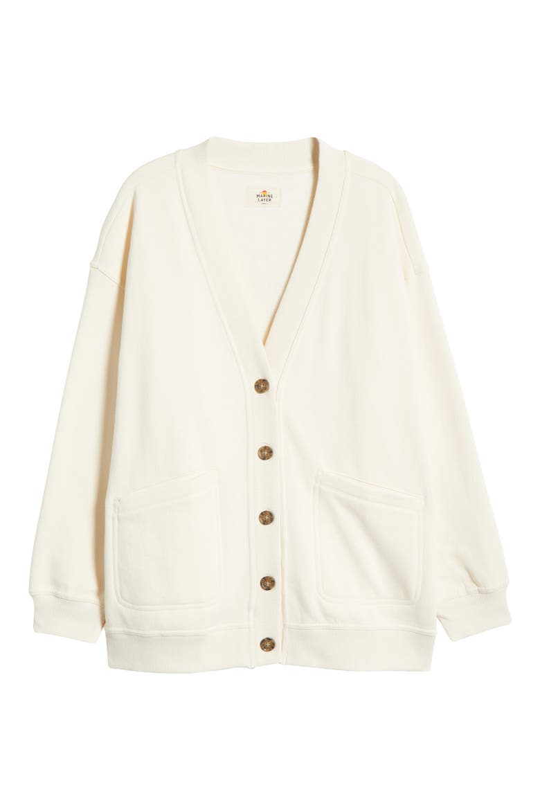 Cloud Nine Cotton Blend Fleece Cardigan, Alternate, color, ANTIQUE WHITE
