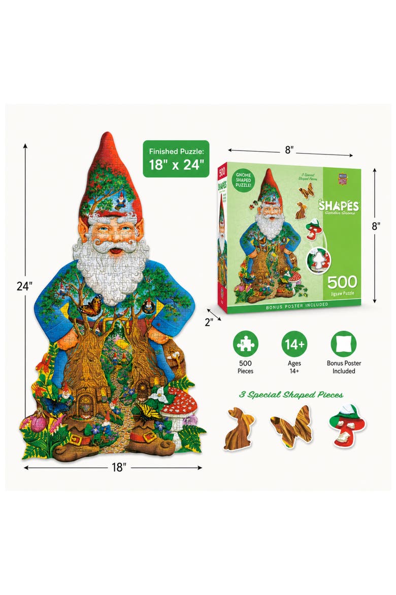 Garden Gnome 500 Piece Shaped Puzzle, Alternate, color, Multicolor