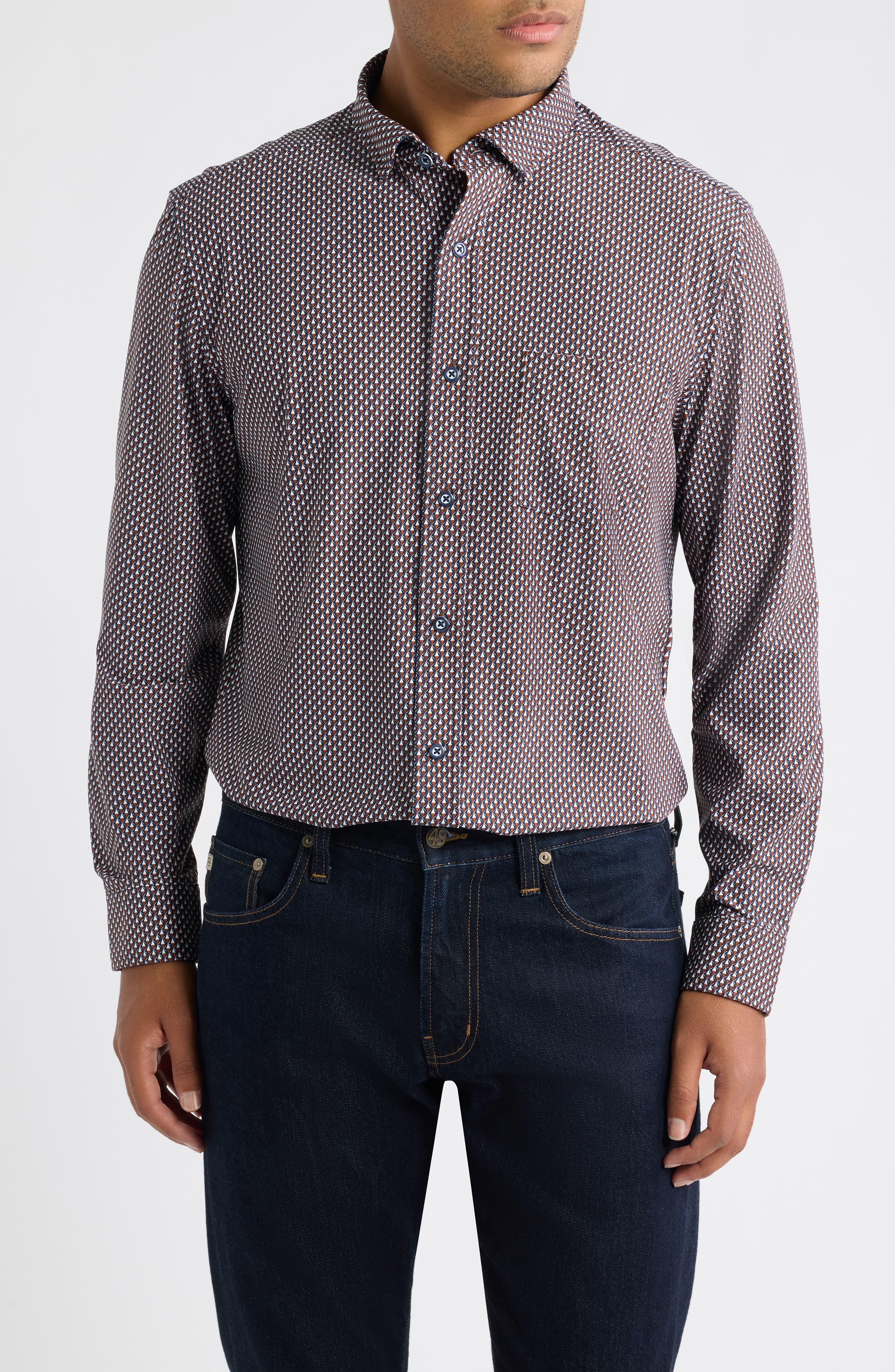 selected RUST/ NAVY STACKED TRIANGLE