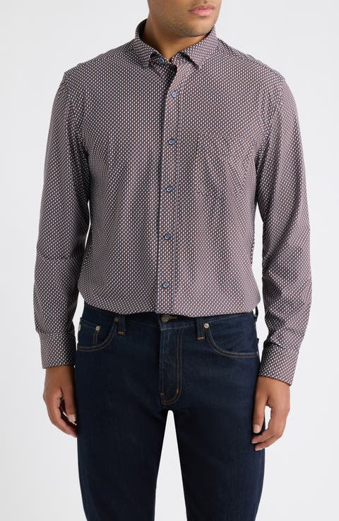 XC+™ Motion Microprint Knit Button-Up Shirt