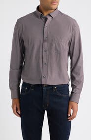 Johnston & Murphy XC+™ Motion Microprint Knit Button-Up Shirt