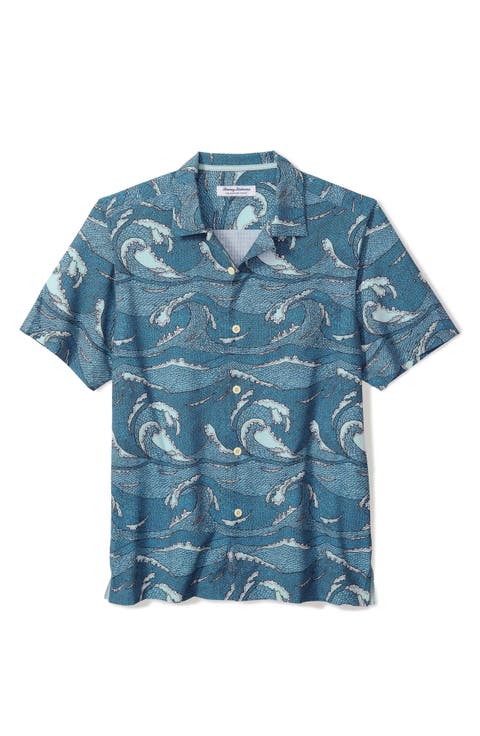 Bahama Coast Wavescape Oasis IslandZone® Camp Shirt (Big & Tall)