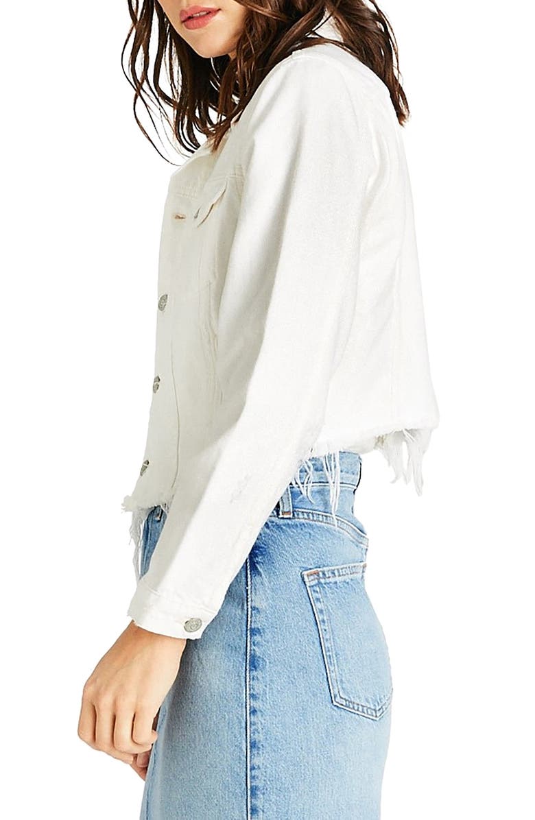 ÉTICA Lennox Raw Hem Crop Denim Trucker Jacket, Alternate, color, 