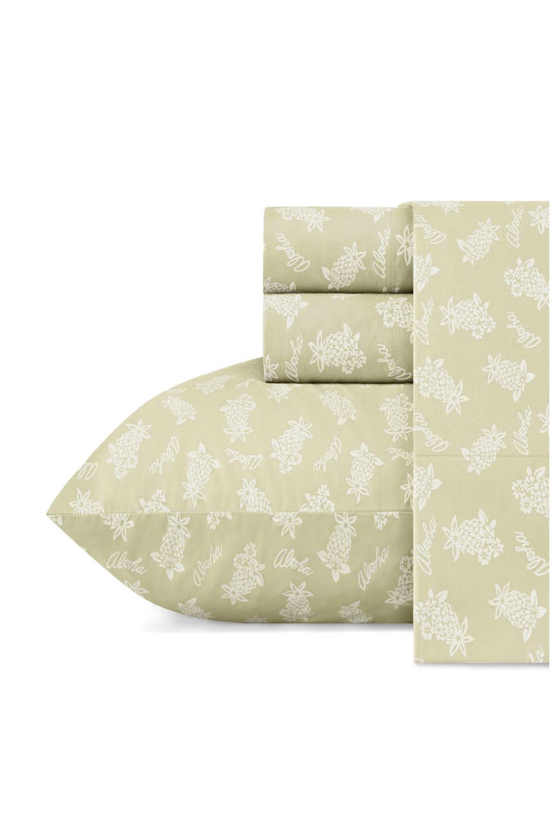 Aloha Pineapple Set of 2 Pillowcases, Main, color, SAGE