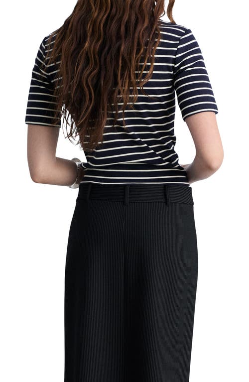 Mango Stripe Cotton T-shirt In Black