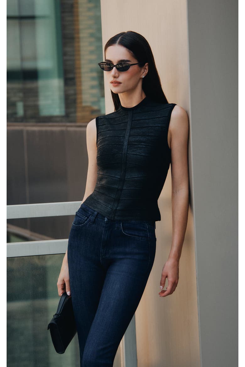 The Metallic Brianna Top, Alternate, color, BLACK FOIL