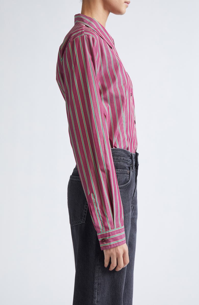 Etro Stripe Cotton Button-Up Shirt, Alternate, color, Multicolor Bordeaux Base