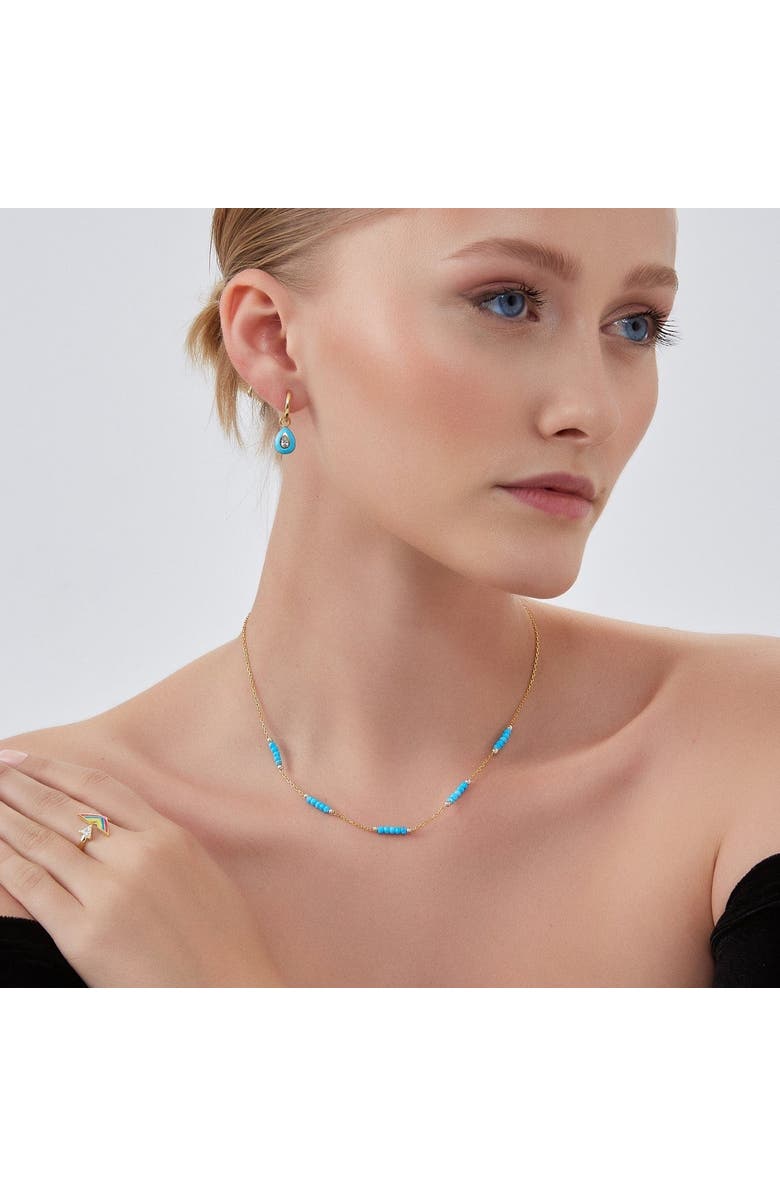 Spero London Turquoise Beaded Sterling Silver Chain Necklace in Gold, Alternate, color, Gold