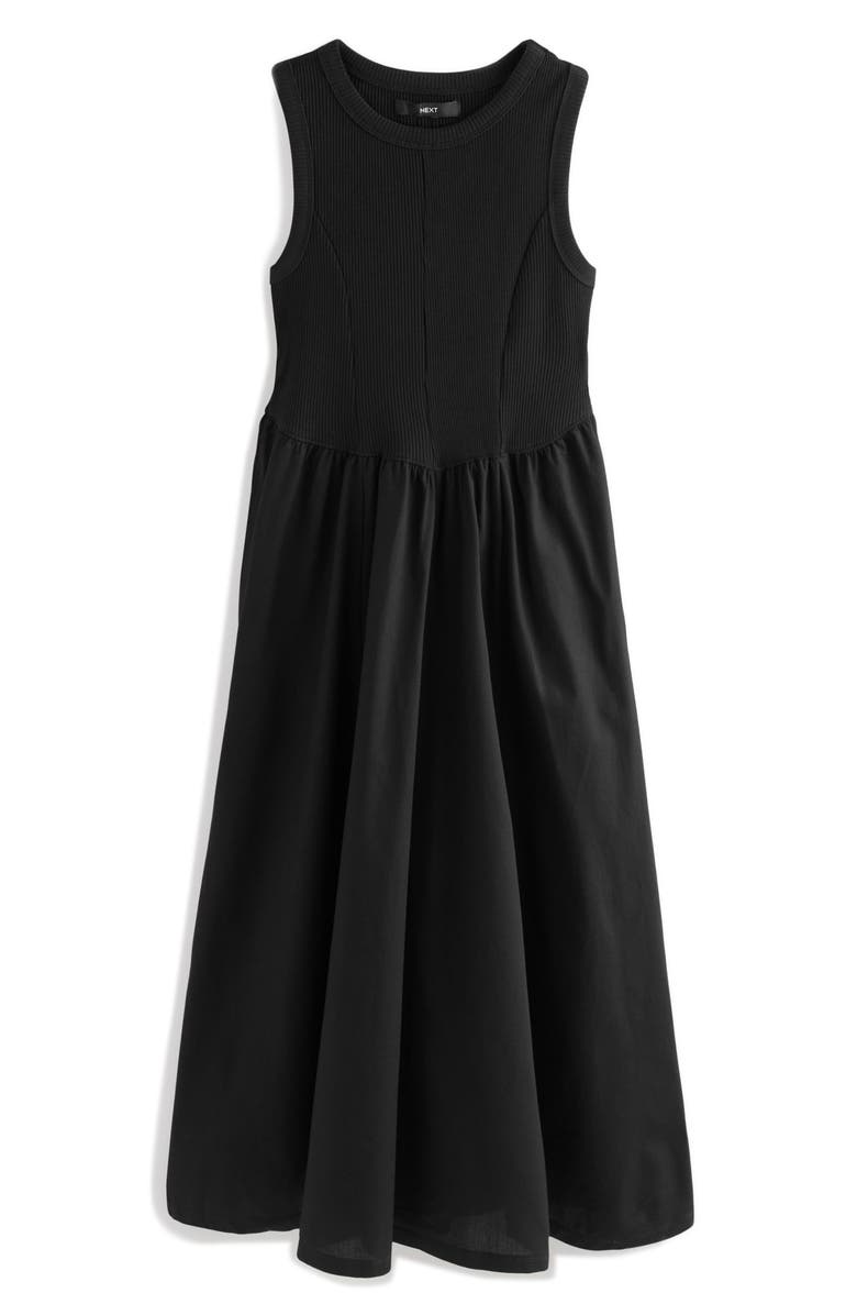 NEXT Mixed Media Cotton Blend Sleeveless Midi Dress, Alternate, color, 