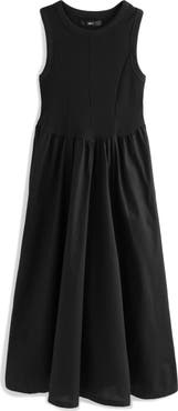 NEXT Mixed Media Cotton Blend Sleeveless Midi Dress