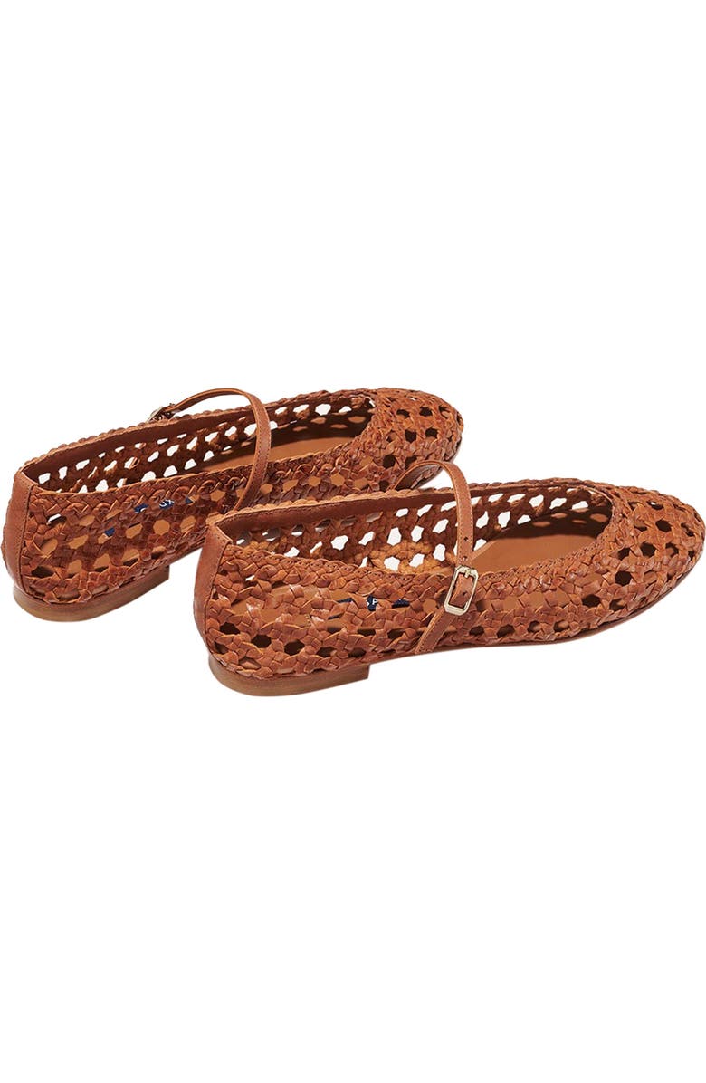 MARGAUX The Woven Demi Jane Flat, Alternate, color, Saddle Leather