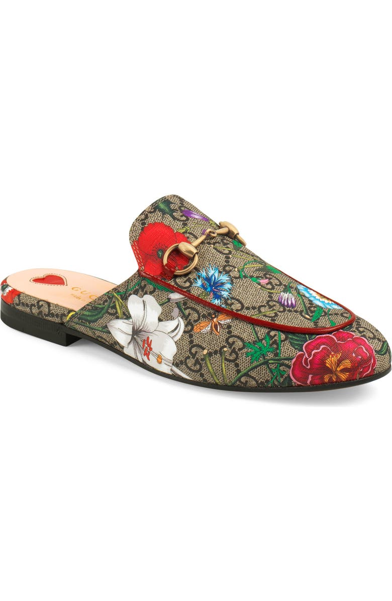 Gucci Princetown Floral GG Supreme Loafer Mule, Main, color,